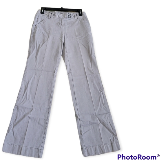 Ann Taylor Women Flat Front Straight Leg Fit Chino Pants 0P Curvy Gray - Picture 3 of 5